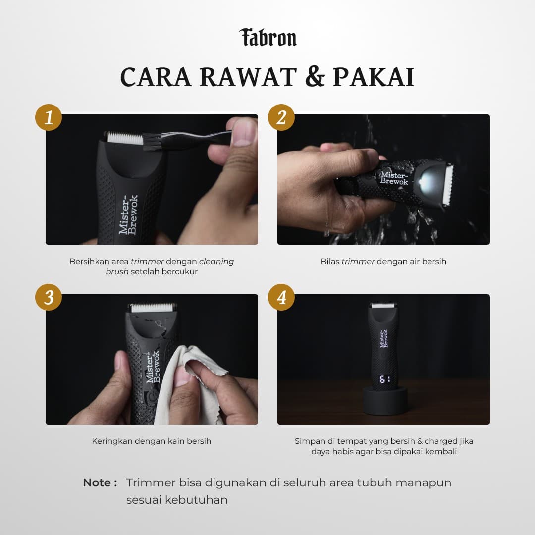 Misterbrewok Beard & Body Trimmer - Alat Cukur Elektrik Brewok, Rambut & Area Sensitif